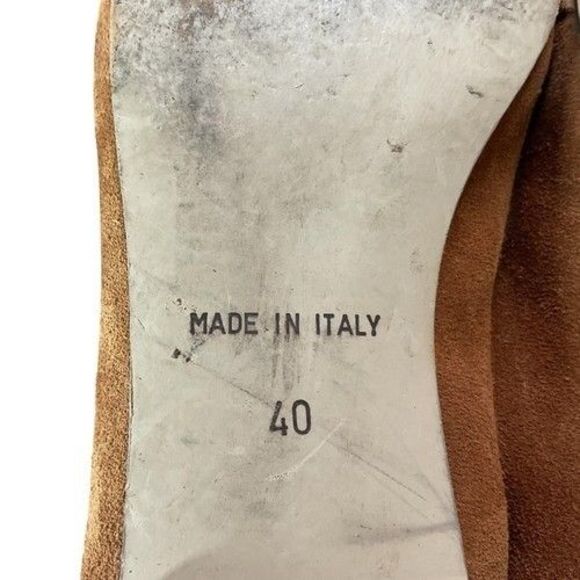 Le Matin Camel Leather Buckle Pointy Toe Ballet Flats Women Size 9 Italy - Picture 4 of 13